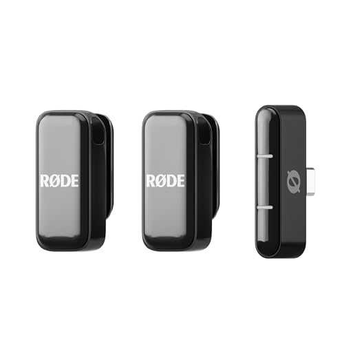 Røde Wireless Micro - Microfono Wireless Compatto, Due Microfoni Con Custodia Di Ricarica Per La Creazione Di Contenuti Per Smartphone - Usb-C, Nero
