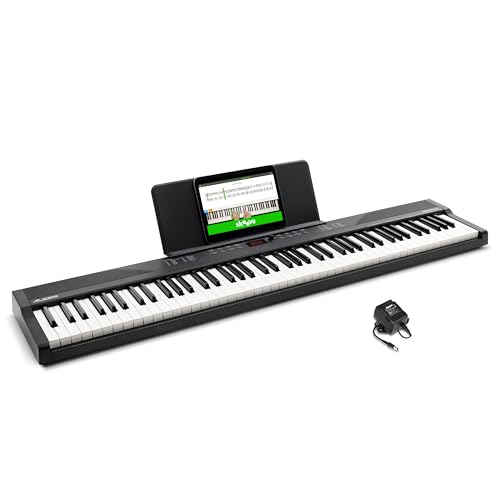Alesis Tastiera Musicale 88 Tasti Con 480 Suoni, Altoparlanti, Usb Midi, Leggio Per Spartiti/Tablet, Alimentatore E Lezioni Per Principianti