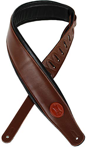 Levy'S Mss2-Brn Tracolla Per Chitarra Garment Leather Garment Leather Backing Signature Logo Padded 3" - Brown