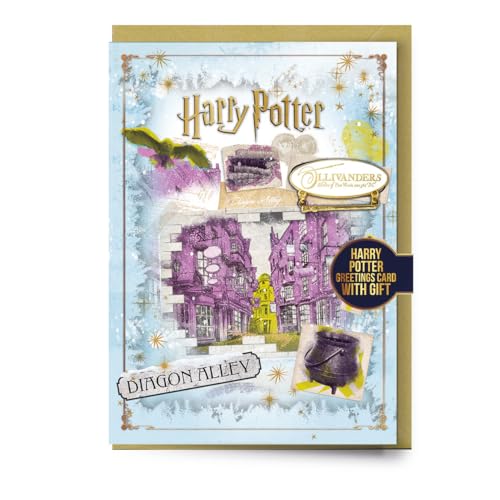 Harry Potter Diagon Alley Biglietto Di Auguri Di Natale Con Spilla Di Olivanders