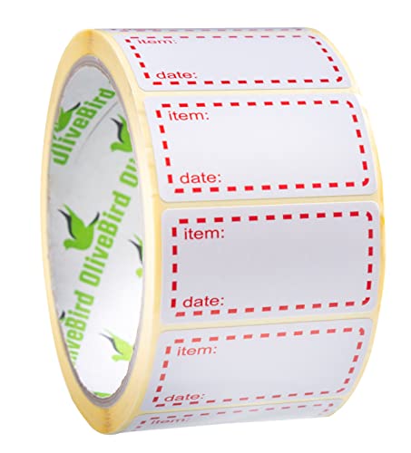 Olivebird 500 X Congelatore Etichette Su Rotolo, Dimensioni 50X25Mm, Bianco E Rosso Data Etichette Per Alimenti Autoadesivi