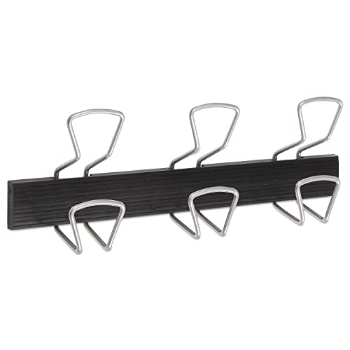 Alba Pmpro3M - Appendiabiti Da Parete In Plastica Con 3 Ganci In Filo Metallico, Colore: Nero/Metallo Grigio
