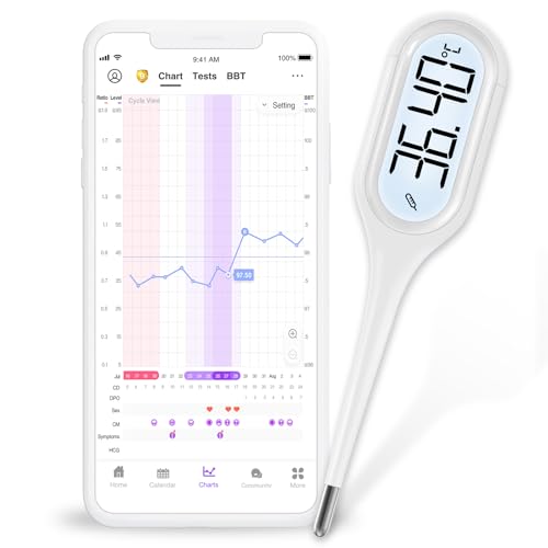 Easy@Home Termometro Temperatura Basale: 2 In 1 Termometro Basale Per Ovulazione & Termometro Febbre Digitale Accurato E Rapido 12S Lettura - Termomet