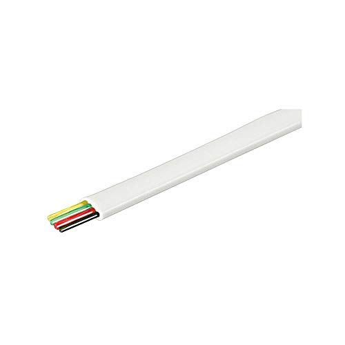 Goobay 93305 Cavo Piatto Telefonico 100M Bobina, Awg 28, Cca, Alluminio Rivestito Di Rame, 4 Fili, Bianco, 100M Lunghezza Del Cavo