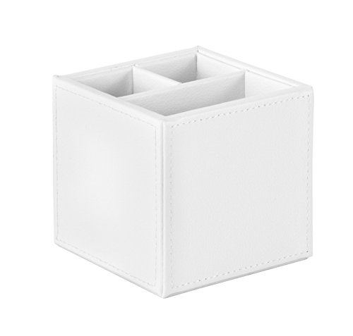 Osco Wpupp3 Faux Leather Square Pen Pot - White