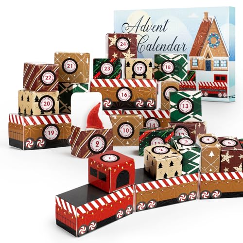 Calendario Dell'Avvento Fai Da Te Da Riempire, Scatole Calendario Dell'Avvento A Forma Di Treno, Calendario Dell'Avvento Personalizzato Natale, Regalo