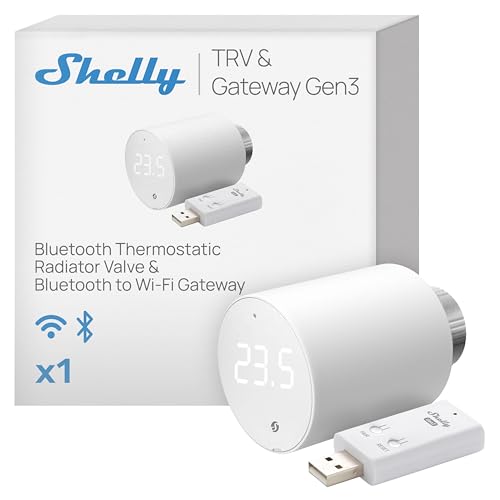 Shelly Blu Trv E Shelly Blu Gateway Gen3, Termostato Intelligente Per Radiatori, Controllo Preciso Della Temperatura, Schermo Ruotabile, Batterie Di L