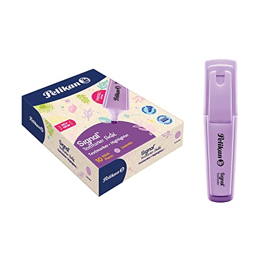 Pelikan Signal Lavender, Evidenziatori Pastello Color Lavanda, A Base D'Acqua, Lavabili, Idonei Al Contatto Con La Pelle, 3 Larghezze Di Tratto, Pacco