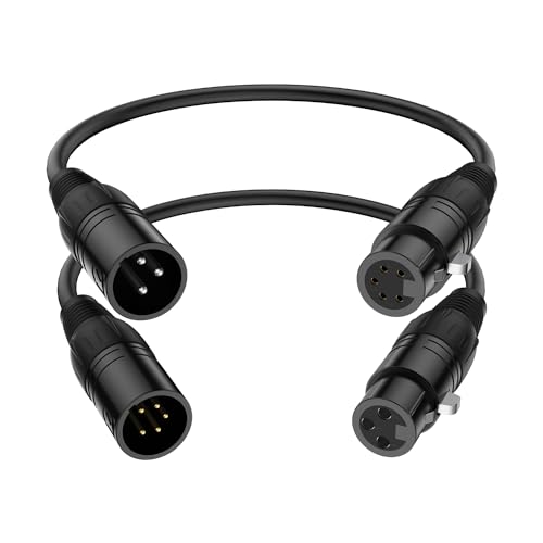 J&D Cavo Xlr, Xlr Maschio 3 Pin A Xlr Femmina 5 Pin E Xlr Femmina 3 Pin A Xlr Maschio 5 Pin Cavo Audio, Confezione Da 2 5 Pin A 3 Pin Cavo Per Illumin