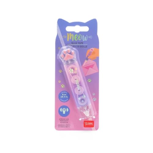 Legami Colla A Nastro Meow, Nastro Adesivo, A Forma Di Zampa, Incolla In Pochi Secondi Con Precisione, 2X10 Cm
