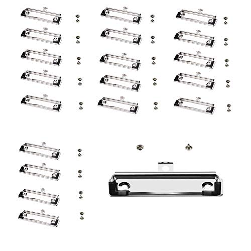 Tuka-I-Akut 20 Pcs Clipboard Clips Con Rivetti Da Montare, Con Impugnatura In Gomma E Foro Per Appendere, Piatto Morsetto Metallici Per Portablocco Ap