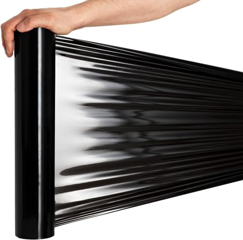 Rago® Film Estensibile Imballaggio 7,5 × 7,5 × 40 Cm 130M Pellicola Imballaggio Nero I Film Per Imballaggio I Pellicola Elastica I Rotolo Film Estensi