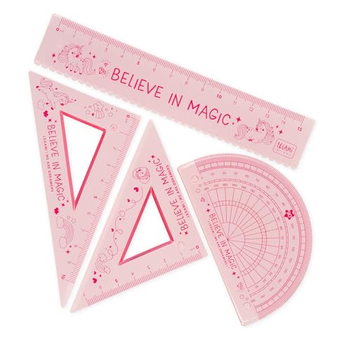 Legami - Set Di Geometria, Set Con Righello Da 15 Cm, Squadra 60° Da 10 Cm, Goniometro 180° Per La Scuola, Custodia Inclusa, Materiale Flessibile, Tem