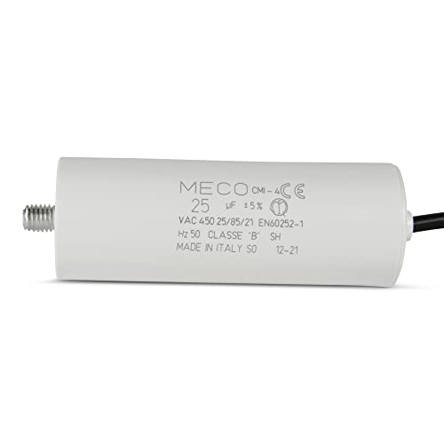 Condensatore Per Motore Meco 25 Μf Con Cavo, Fissaggio Con Viti M8