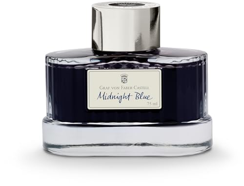 Graf Von Faber-Castell 141007 - Bicchiere D'Inchiostro Blu Notte, 75 Ml, Inchiostro Indelebile In Un Elegante Calamaio