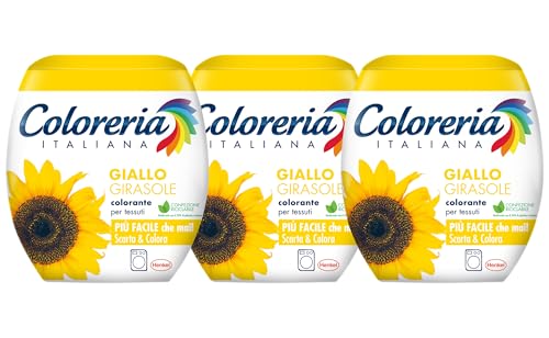 Coloreria Italiana Grey Colorante Tessuti E Vestiti In Lavatrice, Giallo Girasole, 3 Confezioni Da 350G