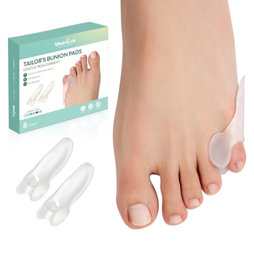 Welnove Tailor'S Bunion Corrector Pads - 8 Pack Pinky Toe Protector, Bunion Cushion With Separator For Women Men, Gel Bunion Shield For Foot Pain Reli