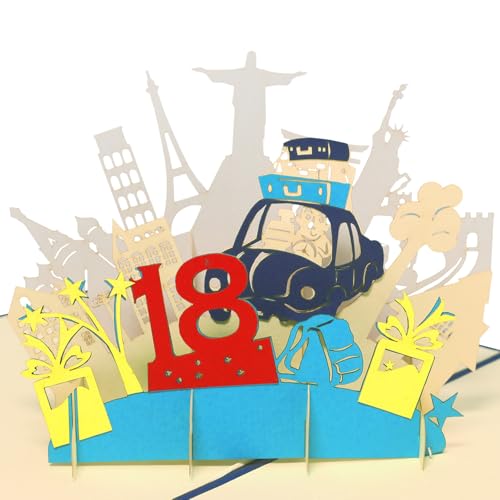 Lin Pop Up Biglietti Di Auguri Per 18 Gebur Tag Blau