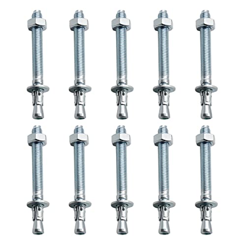 Bolzenanker, Kinhard 10 Stück M10/ 10Mm Schwerlastanker Verzinkt, Verzinkt Metalldübel, Für Geländer, Fenster, Vorhangfassaden, Maschinen, Balken, Knü