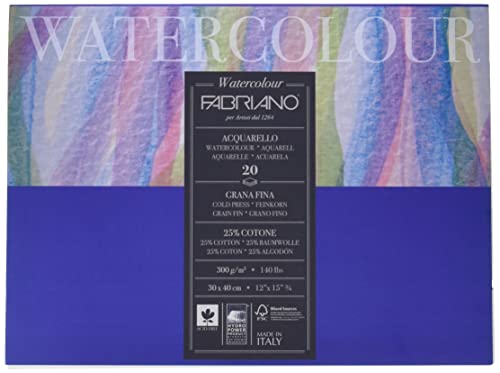 Fabriano Unbekannt Carta Per Acquerelli, Cotone, Bianco, 30 X 40 Cm