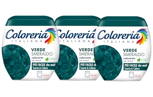 Coloreria Italiana Grey Colorante Tessuti E Vestiti In Lavatrice, Verde Smeraldo, 3 Confezioni Da 350G