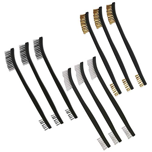 Mini Wire Brush Set Double-Ended Wire Scratch Brush Per La Pulizia Di Scorie Di Saldatura, Ruggine E Polvere, Acciaio Inossidabile, Ottone E Spazzola 