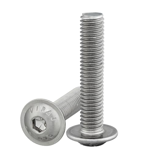Vite A Testa Bombata Con Flangia E Esagono Incassato (Isk) Conformi Alla Norma: Iso 7380-2, In Acciaio Inox A2 V2A, Filettatura Totale (25 Viti, M8 X