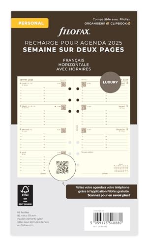 Filofax Personale 1 Settimana Su 2 Pagine Cotton Cream Francese 2025