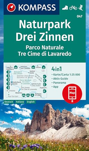 Carta Escursionistica Kom 047 Naturpark Drei Zinnen/ Parco Naturale Tre Crime: 4In1 Wanderkarte Mit Aktiv Guide Und Panorama Inklusive Karte Zur ... I