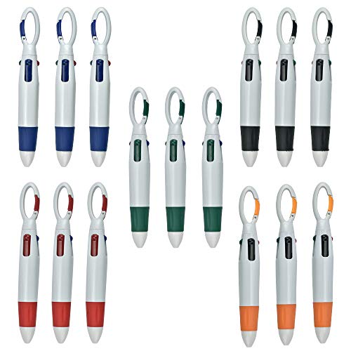 Snagarog 15 Pezzi Penne A Sfera Retrattili Multicolori 4-In-1 Biro Multicolore A Scatto Penna Multicolore Professionale Con Fibbia Per Ufficio Scuola 