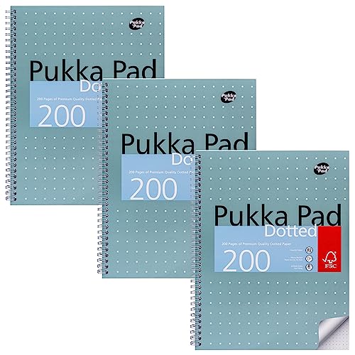 Pukka Pad A4 - Taccuino A Spirale Con Carta Da 80 G/M², 4 Fori E Bordi Perforati, 200 Pagine, Confezione Da 3, Colore: Grigio