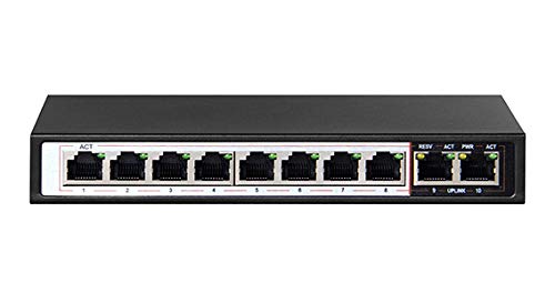 Hored Ai1010G - Smart Switch Poe Gigabit A 10 Porte, 8 Porte Poe, 802.3Af, 802.3At, 48 V, 96 W, Trasmissione Fino A 250 Metri, Funzioni Smart