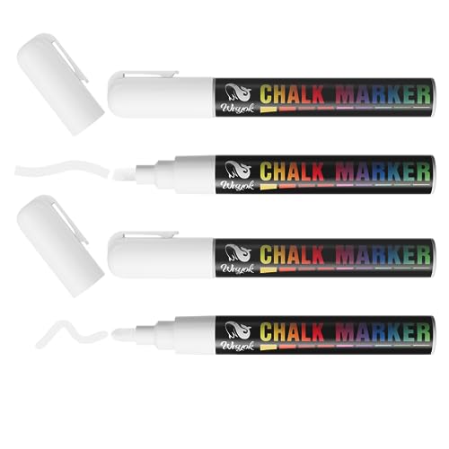 Wisyok 4Pcs Pennarelli Lavagna Bianca Cancellabile, Whiteboard Markers Bianca, Pennarelli A Gesso Liquido Doppia Punta, Pennarello Cancellabile, Subit