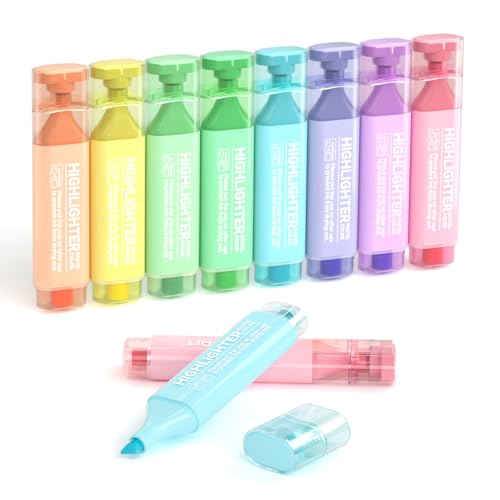 Shuttle Art Evidenziatori Pastello, 8 Colori Assortiti Macaron, Punta A Scalpello, Asciugatura Rapida Non Tossico Kit Evidenziatori A Penna Per Adulti