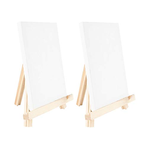 Ideen Mit Herz Mini Cavalletti Con Tela, Mini Tele Su Telaio, Bianco, Cavalletto In Legno, Decorazione Da Tavolo (Tela 18 X 12 Cm, Cavalletto 20 X 16