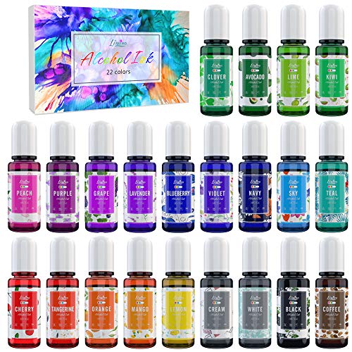 Alcohol Ink Set - 22 Colori X 10Ml Inchiostro Alcool Per Pittura, Resina Epossidica, Fabbricazione Capsule Petri Di Resina - Colorante Alcool Concentr