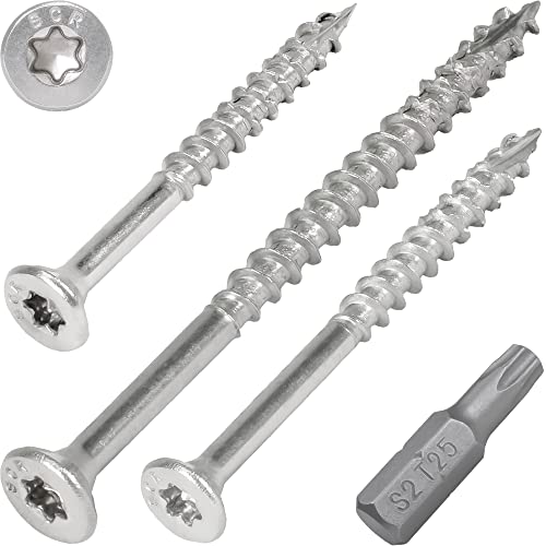 Screw Rebel Viti Per Legno In Acciaio Inox A2, 4,5 X 60 – 200 Pezzi, Con Filettatura Parziale E Taglio Filettato, Punta Cut, Attacco Torx Tx20, Con Pu