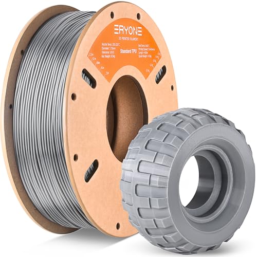 Eryone Tpu Filament 1.75Mm, 3D Drucker Filament Tpu 0.5Kg 1 Spool, -0.05Mm, 95A, Grigio