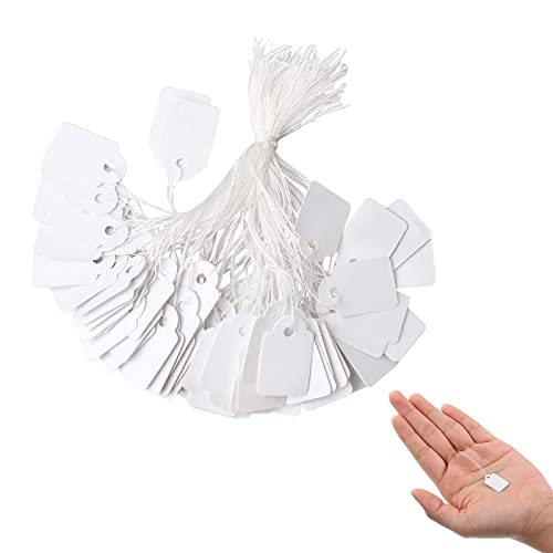 500 Pcs Cartellini Del Prezzo,Etichette Prezzi Di Carta Con Stringa, Gioielli Etichette Per Abbigliamento Regalo Tag 23X13Mm Bianco