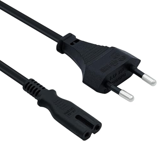 Tolesum 1.5M Iec 320 C7 Power Cable Con 2 Pin Euro Cavo Di Alimentazione Per/Tv Ps5/ Ps4/ Ps3/ Xbox Series X/S - Nero