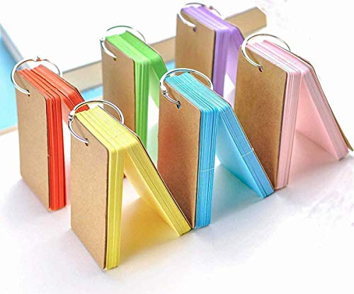6 Pacchi 300 Pezzi Flashcards-Flash Cards Carta Kraft Multicolore Carte Di Studio Memo Pad Messaggio Carta Con Gli Anelli Per Scuola Ufficio 9 X 5,5Cm