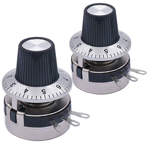 Taiss/2 Pezzi 4.7K Ohm Potenziometro A Filo Rotante A Cerchio Singolo Potenziometro Variabile,Per La Regolazione Della Velocità Dell'Inverter+Manopola