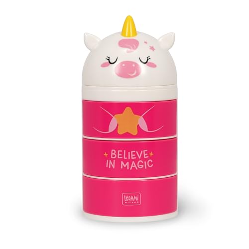 Legami - Organiser Da Scrivania, Desk Organiser Con 3 Cassetti Ad Apertura Laterale, Scomparto Superiore Con Chiusura A Scorrimento, Tema Unicorn