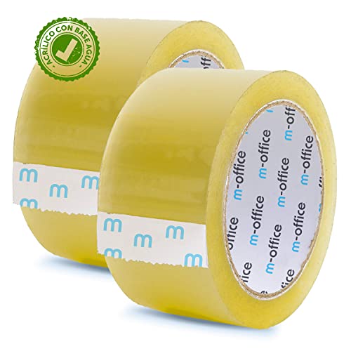 M-Office Cinta Adhesiva Transparente, Cinta De Embalar Adhesiva Para Embalaje De Cajas, Envíos, Mudanzas Y Manualidades, Precinto Transparente Seguro
