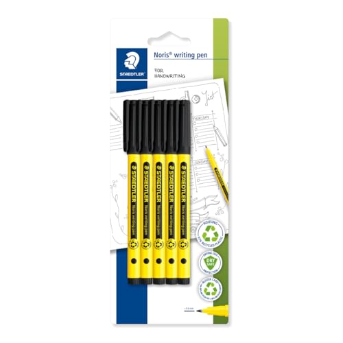 Staedtler Noris 307-9 Bk5 - Penna Per Scrittura A Mano, Confezione Da 5, Colore: Nero