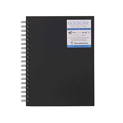 Clairefontaine 960082C Blocco Spiralato Microforato Goldline: 40 Fogli Di Carta Da Disegno Multitecnica Bianca: 17,8X25,4 Cm 250G: Formato Ritratto-Co