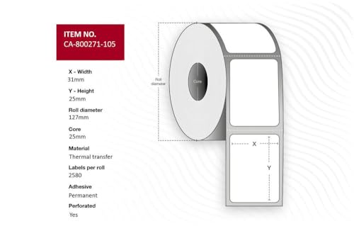 Rotoli Per Direzioni Marca Capture Modello Label 31 X 25 Mm, Core 25 Mm,