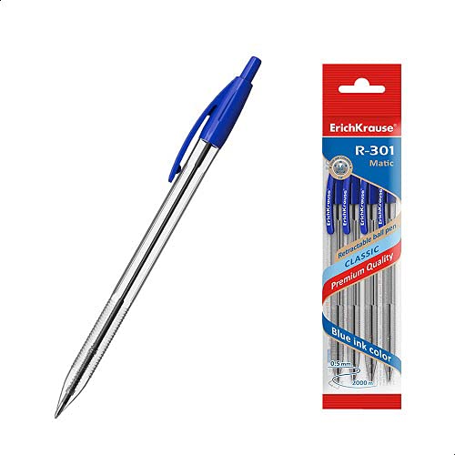 Erichkrause - Penna A Sfera E Roller Modello Confezione Da 4 Penne Automatico R-301 Classic Matic 10 - Punta Standard Da 10 Mm - Inchiostro Ad Asciuga