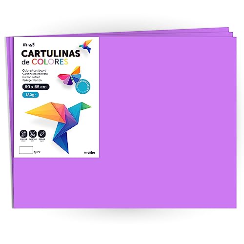 Cartulina De Colores, Cartulina Grande 50X65 Cm De Colores Claros E Intensos, Cartulinas De Colores 180Gr Para Manualidades, Diseños Creativos Y Proye