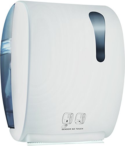 Dispenser Distributore Elettronico Per Rotolo Carta Asciugamano A Fotocellula Linea Colorata Soft Touchmar Plast (Bianco)